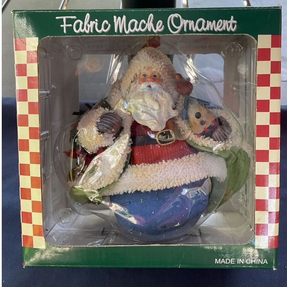 Fabric Mache Santa Clause Christmas Ornament
